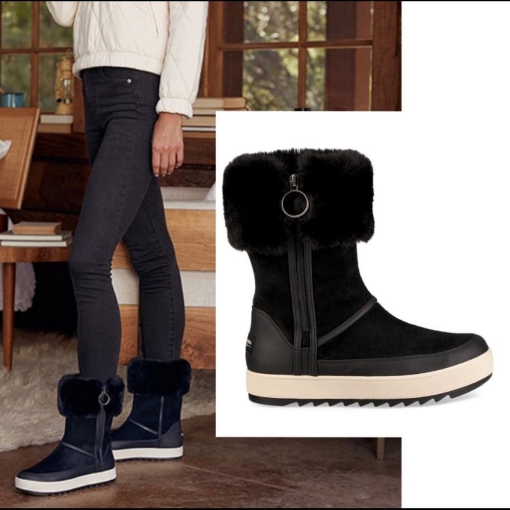 NWOT Black Koolaburra Ugg Tynlee Suede Faux Fur Waterproof Winter Boots Size 7